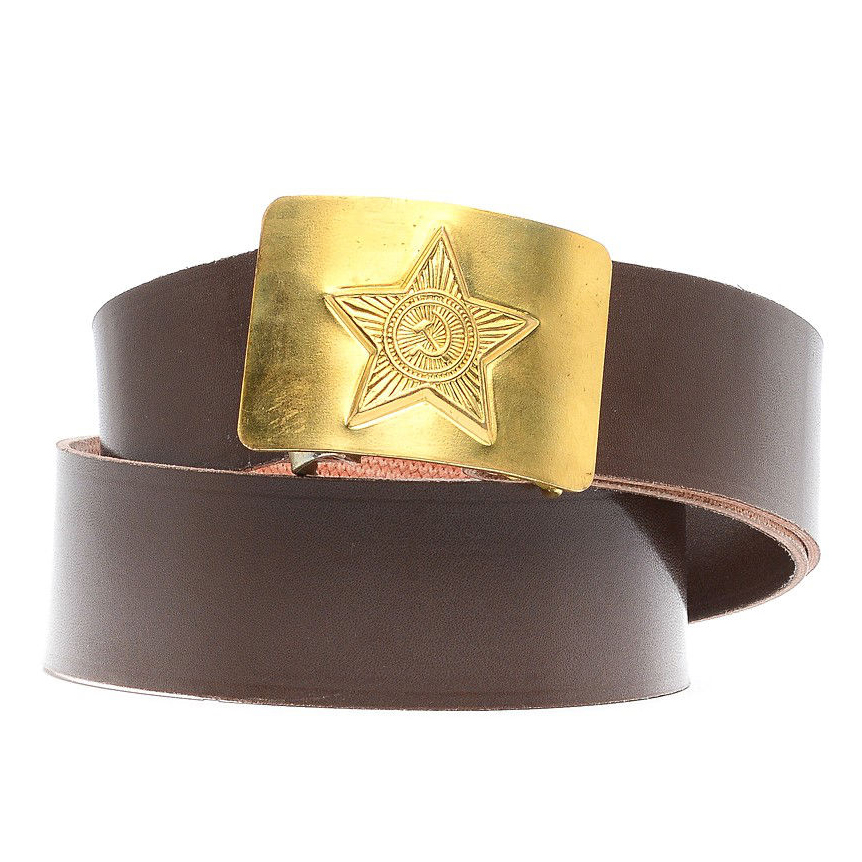 Ремень солдатский кожаный коричневый с латунной бляхой (оригинал) Ремень солдатский кожаный коричневый с латунной бляхой (оригинал)